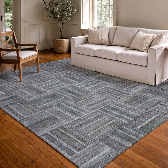 Addison Rugs Chantille Indoor/Outdoor Transitional Geometric Gray Machine Washable Rectangle Rug, 3' x 5'
