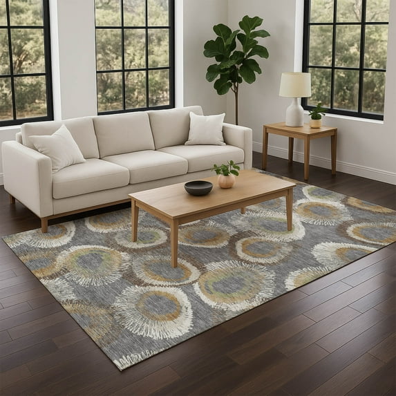 Addison Rugs Chantille Indoor/Outdoor Transitional Geometric Gray Machine Washable Rectangle Rug, 5' x 7'6"