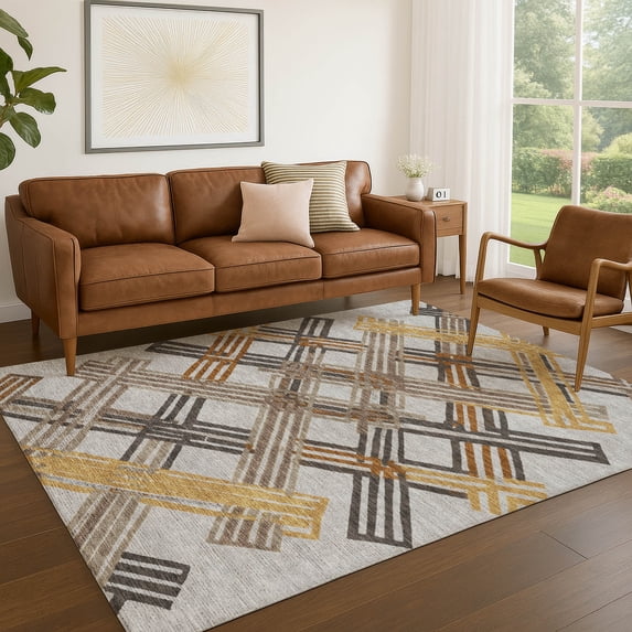Addison Rugs Chantille Indoor/Outdoor Transitional Geometric Gray Machine Washable Rectangle Rug, 9' x 12'