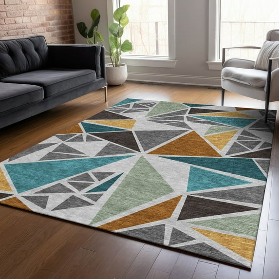 Addison Rugs Chantille Indoor/Outdoor Transitional Geometric Gray Washable Rectangle Rug, 10' x 14'