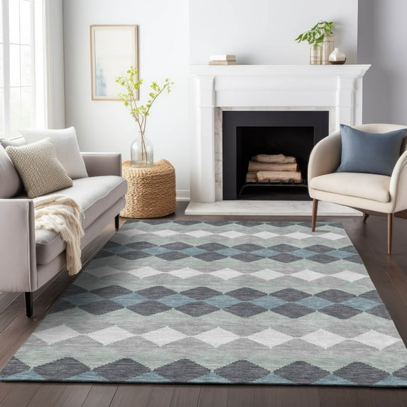 Addison Rugs Chantille Indoor/Outdoor Transitional Geometric Gray Washable Rectangle Rug, 3' x 5'