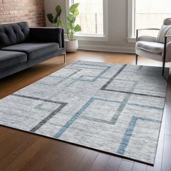 Addison Rugs Chantille Indoor/Outdoor Transitional Geometric Gray Washable Rectangle Rug, 5' x 7'6"