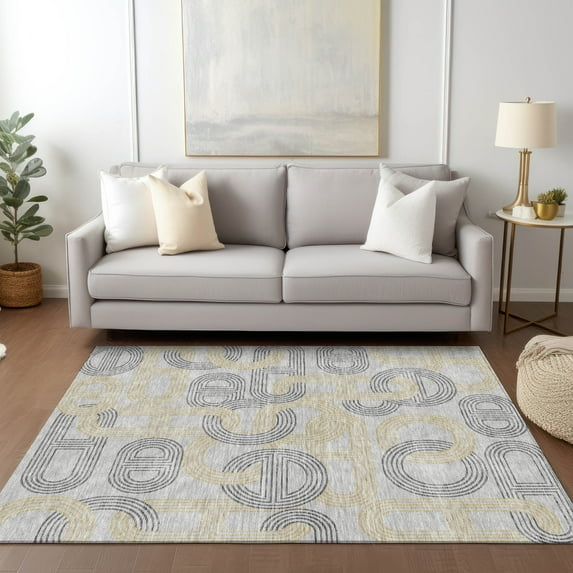 Addison Rugs Chantille Indoor/Outdoor Transitional Geometric Gray Washable Rectangle Rug, 5' x 7'6"