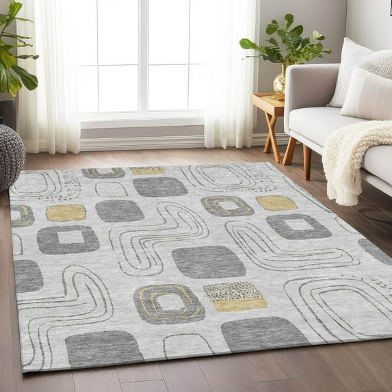Addison Rugs Chantille Indoor/Outdoor Transitional Geometric Gray Washable Rectangle Rug, 8' x 10'