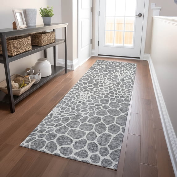 Addison Rugs Chantille Indoor/Outdoor Transitional Geometric Gray Washable Runner Rug, 2'3" x 7'6"