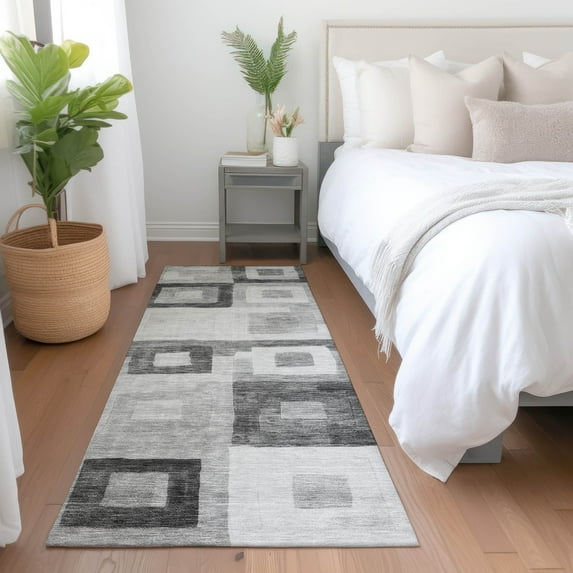 Addison Rugs Chantille Indoor/Outdoor Transitional Geometric Gray Washable Runner Rug, 2'3" x 7'6"