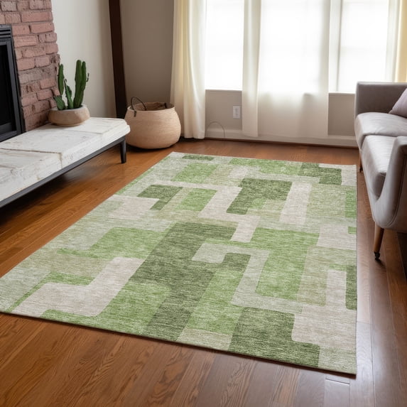 Addison Rugs Chantille Indoor/Outdoor Transitional Geometric Green Washable Rectangle Rug, 2'6" x 3'10"