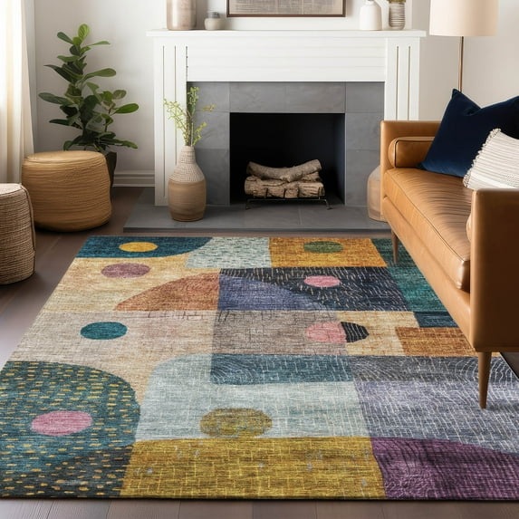 Addison Rugs Chantille Indoor/Outdoor Transitional Geometric Green Washable Rectangle Rug, 9' x 12'