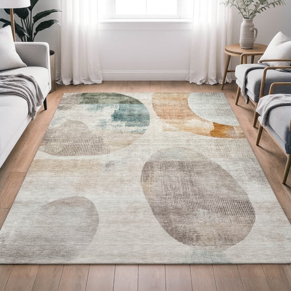 Addison Rugs Chantille Indoor/Outdoor Transitional Geometric Ivory Machine Washable Rectangle Rug, 3' x 5'