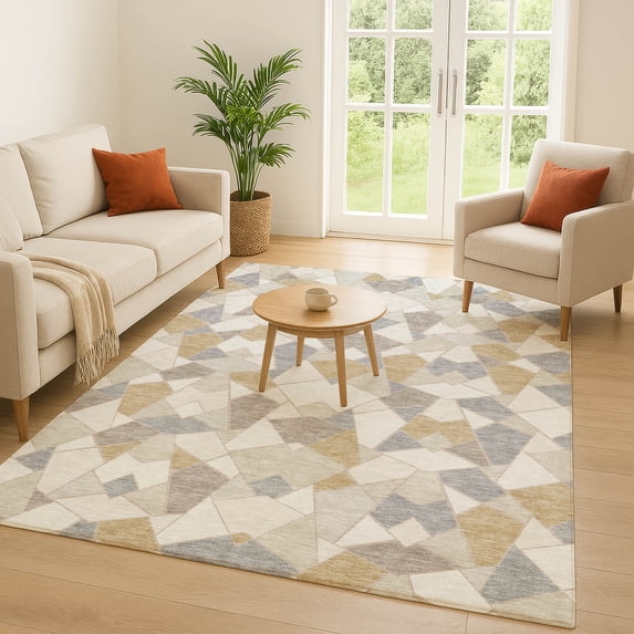 Addison Rugs Chantille Indoor/Outdoor Transitional Geometric Ivory Machine Washable Rectangle Rug, 5' x 7'6"