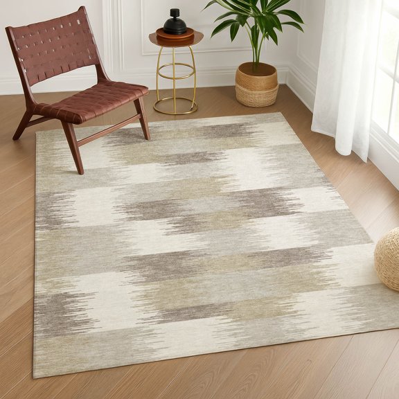 Addison Rugs Chantille Indoor/Outdoor Transitional Geometric Ivory Machine Washable Rectangle Rug, 5' x 7'6"
