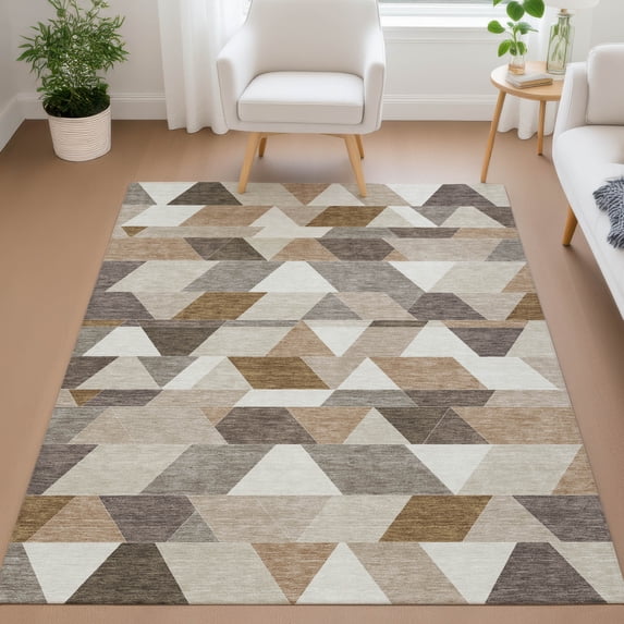 Addison Rugs Chantille Indoor/Outdoor Transitional Geometric Ivory Machine Washable Rectangle Rug, 8' x 10'