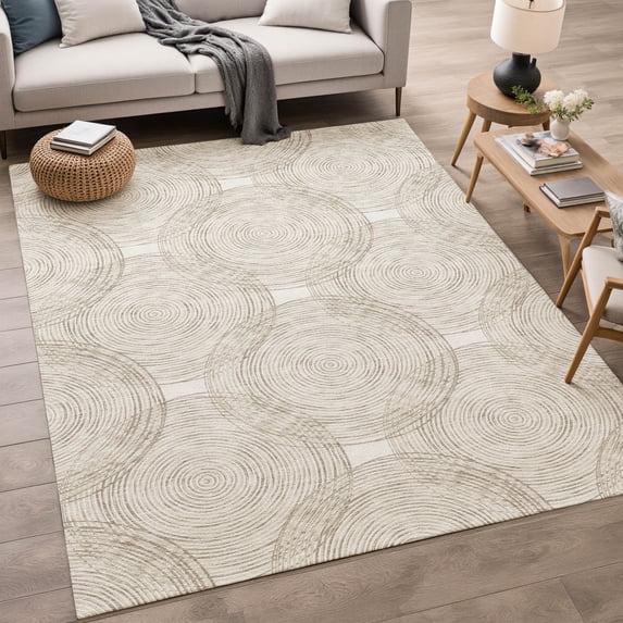Addison Rugs Chantille Indoor/Outdoor Transitional Geometric Ivory Machine Washable Rectangle Rug, 8' x 10'