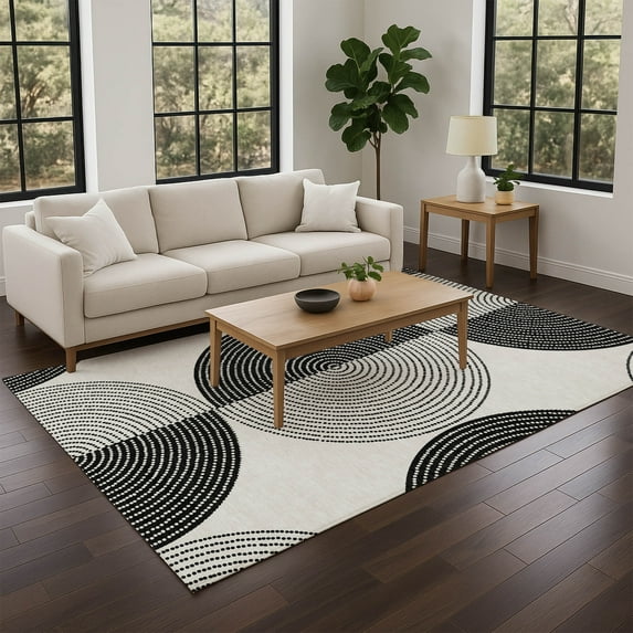 Addison Rugs Chantille Indoor/Outdoor Transitional Geometric Ivory Machine Washable Rectangle Rug, 9' x 12'