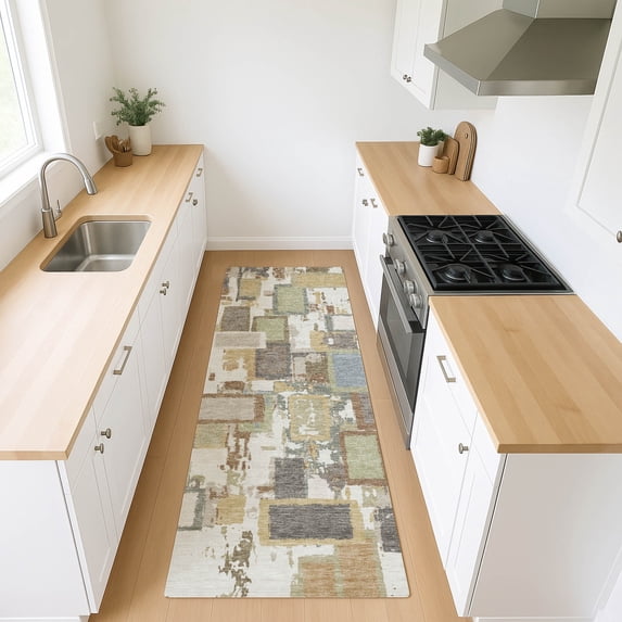 Addison Rugs Chantille Indoor/Outdoor Transitional Geometric Ivory Machine Washable Runner Rug, 2'3" x 7'6"