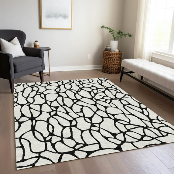 Addison Rugs Chantille Indoor/Outdoor Transitional Geometric Ivory Washable Rectangle Rug, 10' x 14'