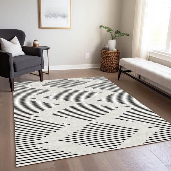 Addison Rugs Chantille Indoor/Outdoor Transitional Geometric Ivory Washable Rectangle Rug, 2'6" x 3'10"