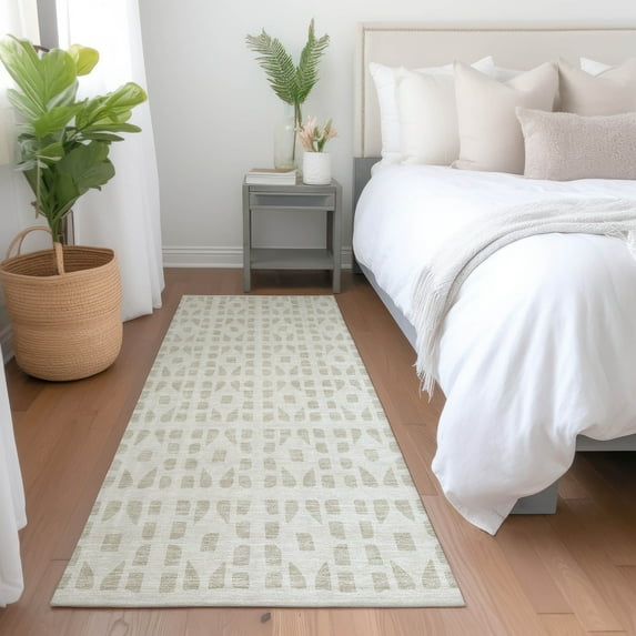 Addison Rugs Chantille Indoor/Outdoor Transitional Geometric Ivory Washable Runner Rug, 2'3" x 7'6"
