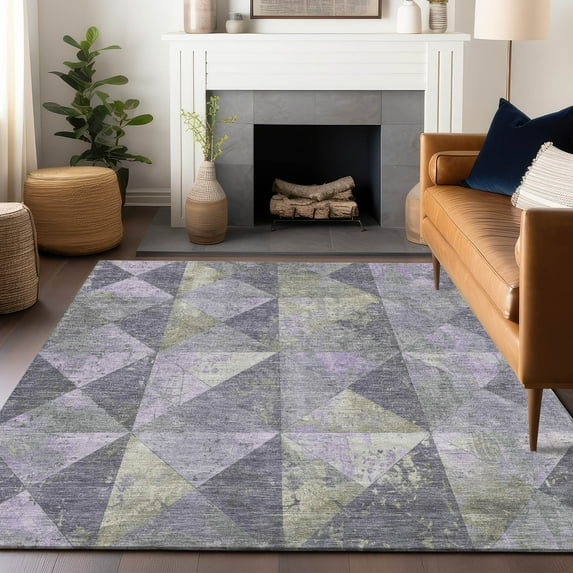 Addison Rugs Chantille Indoor/Outdoor Transitional Geometric Lavender Washable Rectangle Rug, 3' x 5'