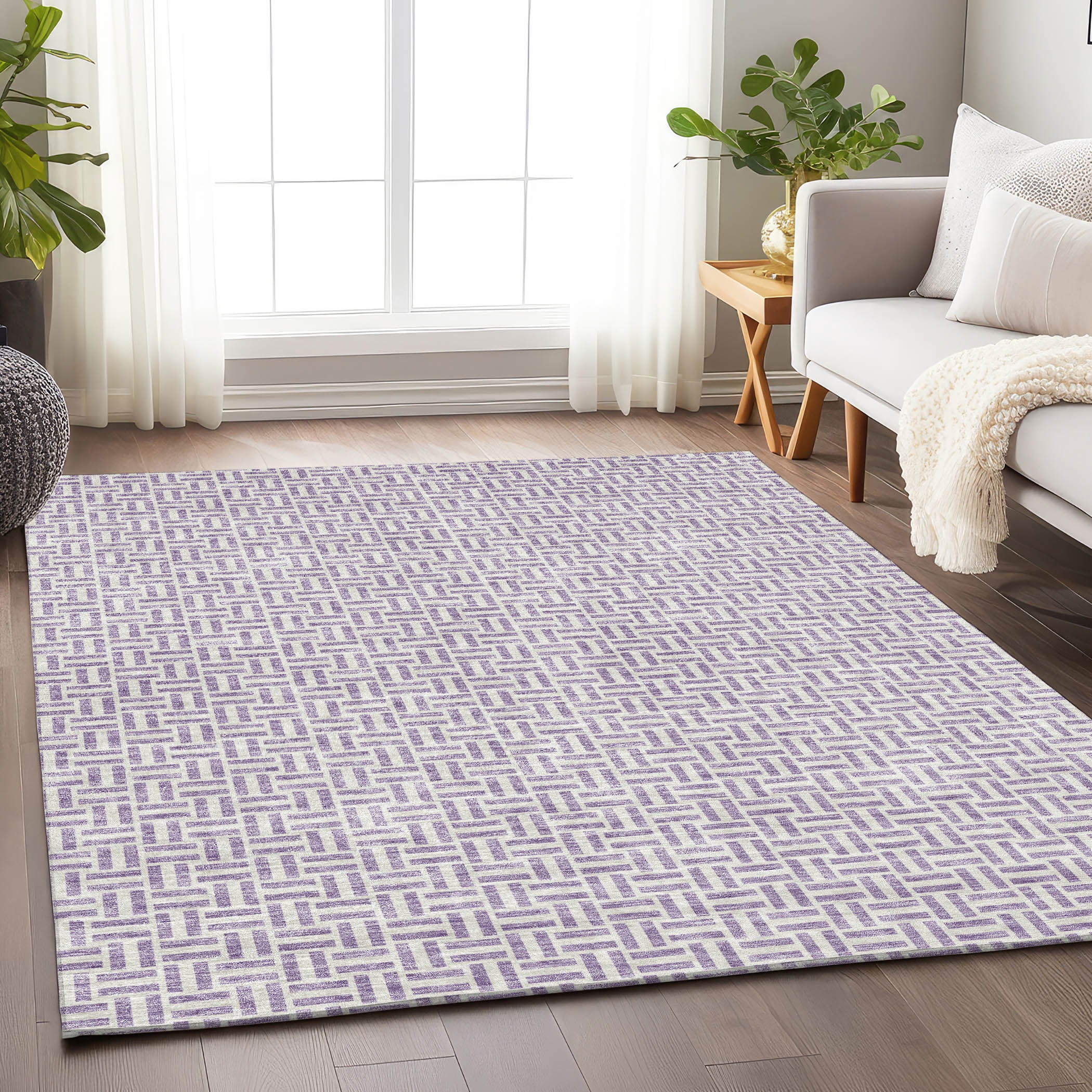 Addison Rugs Chantille Indoor/Outdoor Transitional Geometric Lavender ...