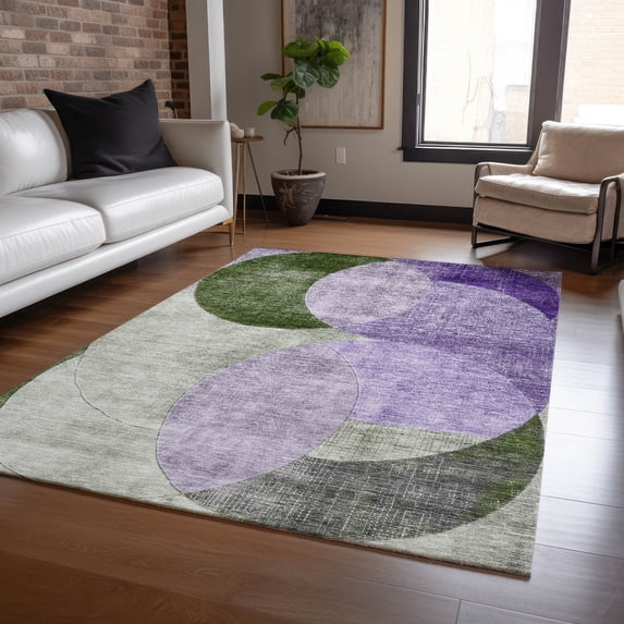 Addison Rugs Chantille Indoor/Outdoor Transitional Geometric Lavender Washable Rectangle Rug, 5' x 7'6"
