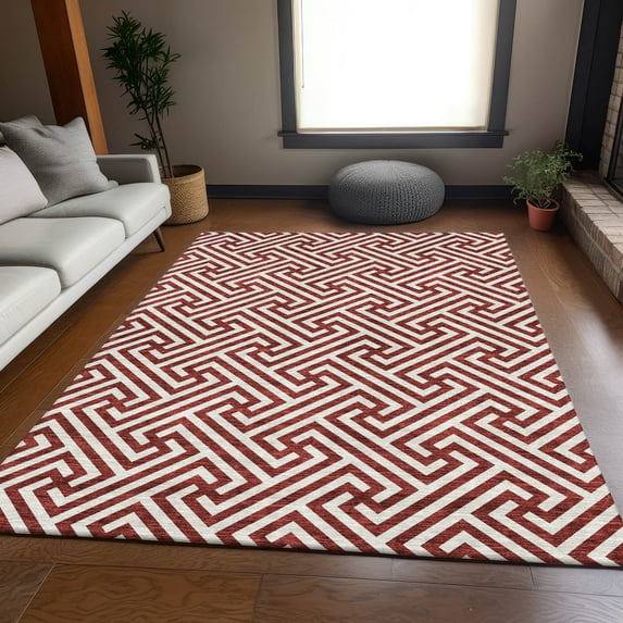 Addison Rugs Chantille Indoor/Outdoor Transitional Geometric Merlot Washable Rectangle Rug, 3' x 5'
