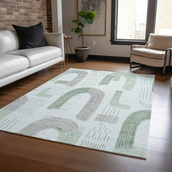 Addison Rugs Chantille Indoor/Outdoor Transitional Geometric Mint Washable Rectangle Rug, 9' x 12'