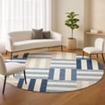 thumbnail image 1 of Addison Rugs Chantille Indoor/Outdoor Transitional Geometric Navy Machine Washable Round Rug, 8' x 8', 1 of 8