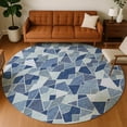 thumbnail image 1 of Addison Rugs Chantille Indoor/Outdoor Transitional Geometric Navy Machine Washable Round Rug, 8' x 8', 1 of 8