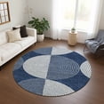 thumbnail image 1 of Addison Rugs Chantille Indoor/Outdoor Transitional Geometric Navy Machine Washable Round Rug, 8' x 8', 1 of 8