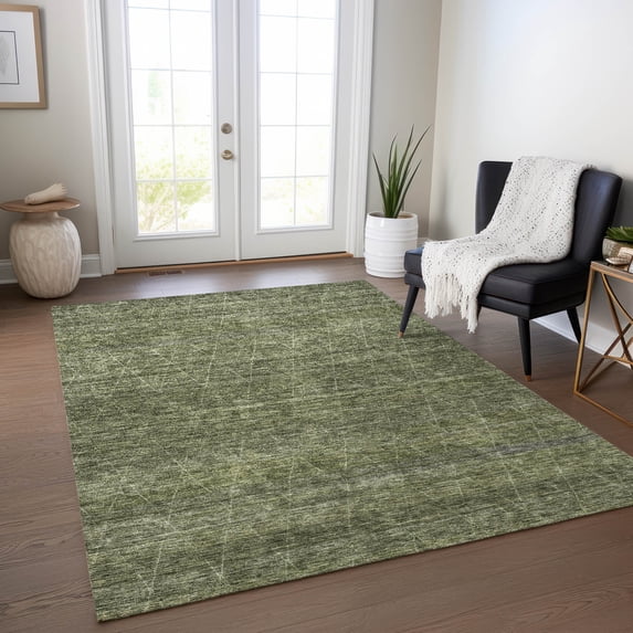Addison Rugs Chantille Indoor/Outdoor Transitional Geometric Olive Washable Rectangle Rug, 3' x 5'