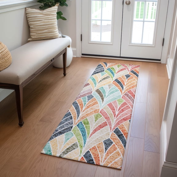 Addison Rugs Chantille Indoor/Outdoor Transitional Geometric Orange Washable Runner Rug, 2'3" x 7'6"