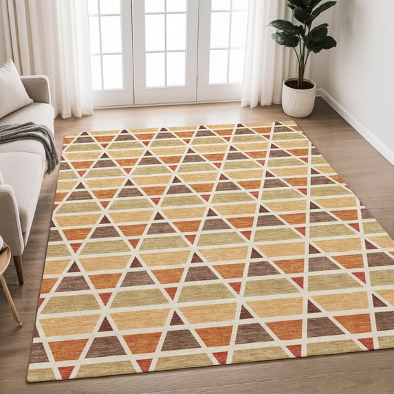 Addison Rugs Chantille Indoor/Outdoor Transitional Geometric Paprika Machine Washable Rectangle Rug, 3' x 5'