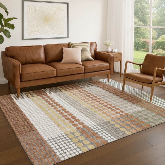 Addison Rugs Chantille Indoor/Outdoor Transitional Geometric Paprika Machine Washable Rectangle Rug, 3' x 5'
