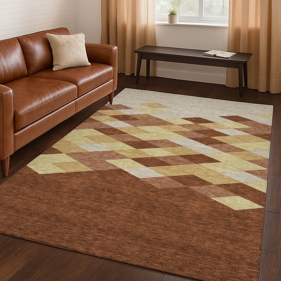 Addison Rugs Chantille Indoor/Outdoor Transitional Geometric Paprika Machine Washable Rectangle Rug, 8' x 10'