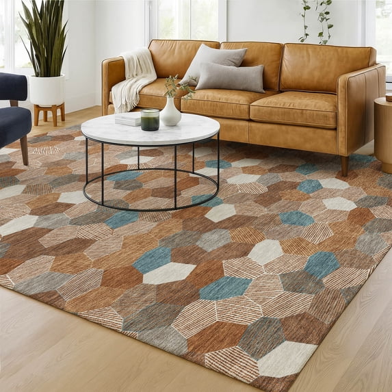 Addison Rugs Chantille Indoor/Outdoor Transitional Geometric Paprika Machine Washable Rectangle Rug, 8' x 10'