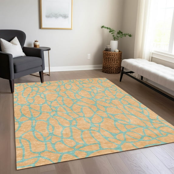 Addison Rugs Chantille Indoor/Outdoor Transitional Geometric Peach Washable Rectangle Rug, 3' x 5'