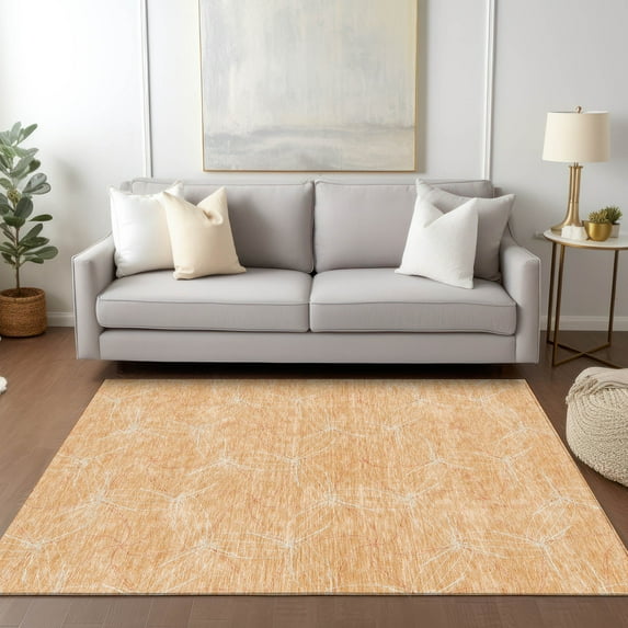 Addison Rugs Chantille Indoor/Outdoor Transitional Geometric Peach Washable Rectangle Rug, 5' x 7'6"