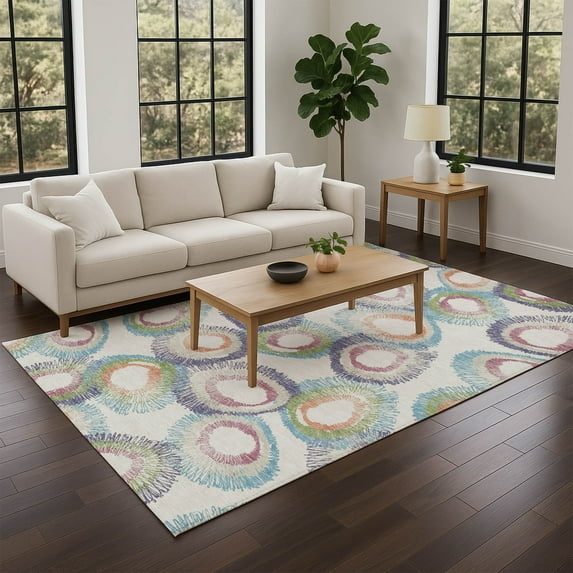 Addison Rugs Chantille Indoor/Outdoor Transitional Geometric Pearl Machine Washable Rectangle Rug, 8' x 10'