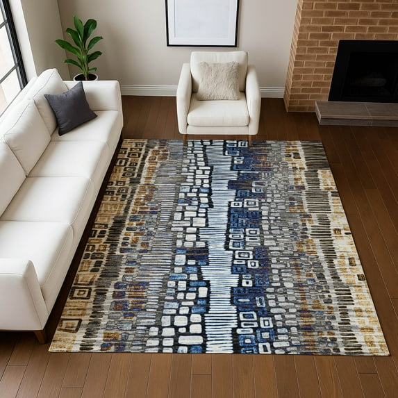 Addison Rugs Chantille Indoor/Outdoor Transitional Geometric Pewter Machine Washable Rectangle Rug, 9' x 12'