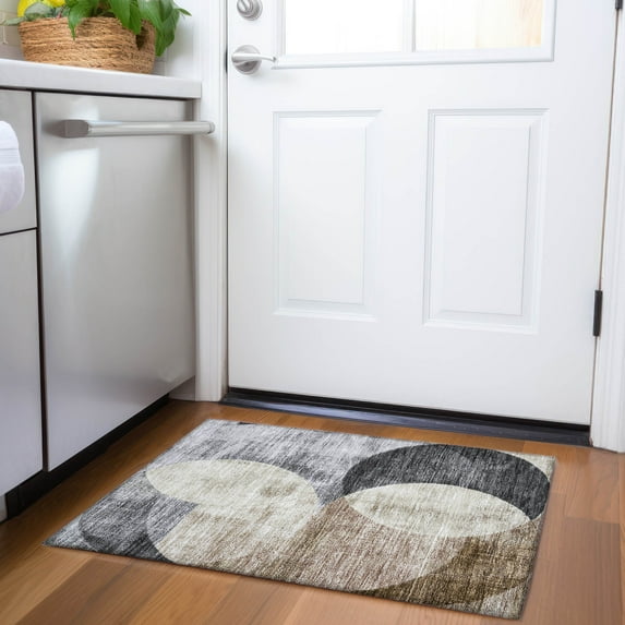 Addison Rugs Chantille Indoor/Outdoor Transitional Geometric Pewter Washable Rectangle Rug, 1'8" x 2'6"