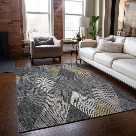 Addison Rugs Chantille Indoor/Outdoor Transitional Geometric Pewter Washable Rectangle Rug, 8' x 10'