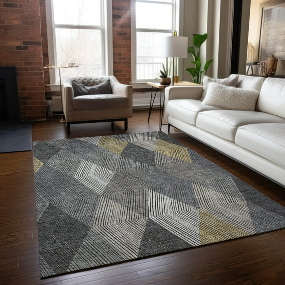 Addison Rugs Chantille Indoor/Outdoor Transitional Geometric Pewter Washable Rectangle Rug, 9' x 12'