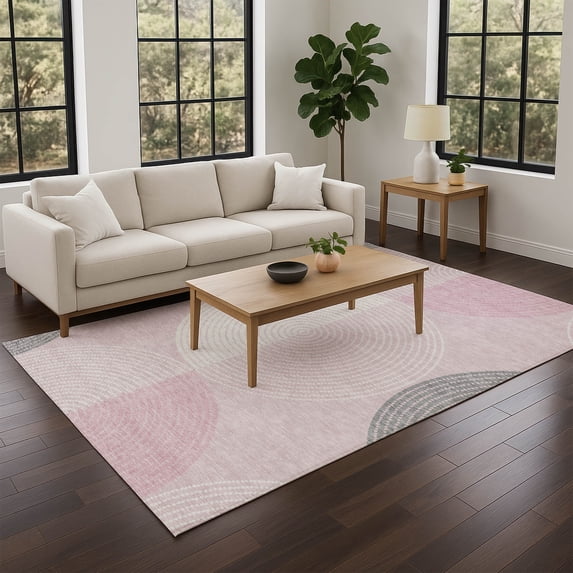 Addison Rugs Chantille Indoor/Outdoor Transitional Geometric Pink Machine Washable Rectangle Rug, 3' x 5'