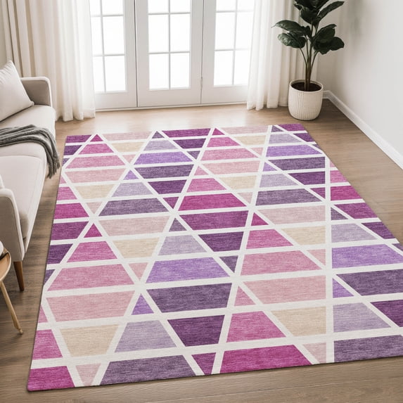 Addison Rugs Chantille Indoor/Outdoor Transitional Geometric Pink Machine Washable Rectangle Rug, 9' x 12'
