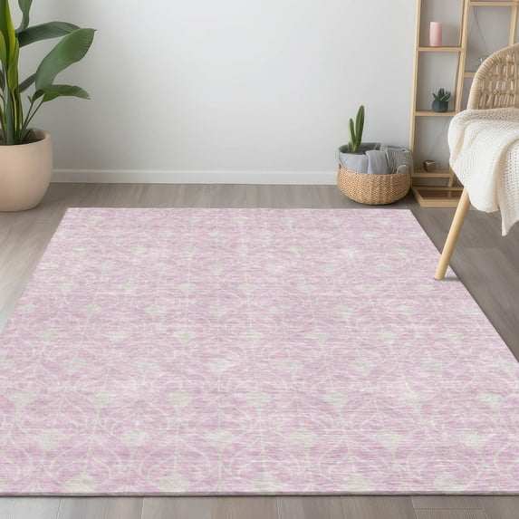 Addison Rugs Chantille Indoor/Outdoor Transitional Geometric Pink Washable Rectangle Rug, 3' x 5'