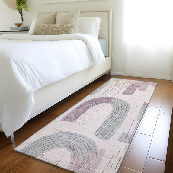 Addison Rugs Chantille Indoor/Outdoor Transitional Geometric Pink Washable Runner Rug, 2'3" x 7'6"