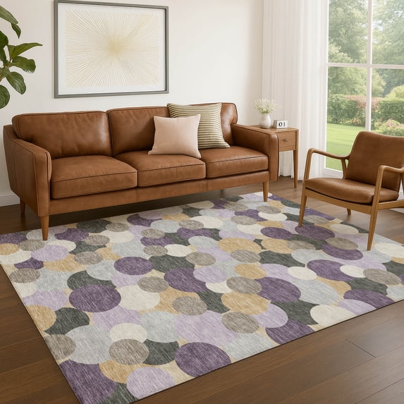 Addison Rugs Chantille Indoor/Outdoor Transitional Geometric Plum Machine Washable Rectangle Rug, 9' x 12'