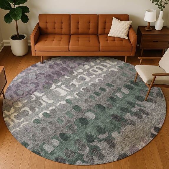 Addison Rugs Chantille Indoor/Outdoor Transitional Geometric Plum Machine Washable Round Rug, 8' x 8'