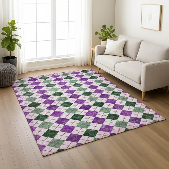 Addison Rugs Chantille Indoor/Outdoor Transitional Geometric Purple Machine Washable Rectangle Rug, 10' x 14'